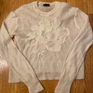 Rag & Bone Cream Sweater with Textured Floral Design
